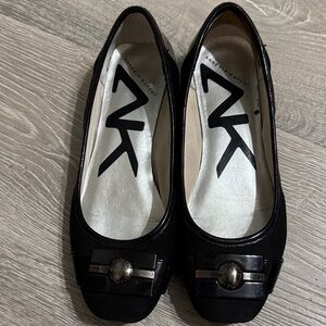 Anne Klein Black Flats with Silver Accents
